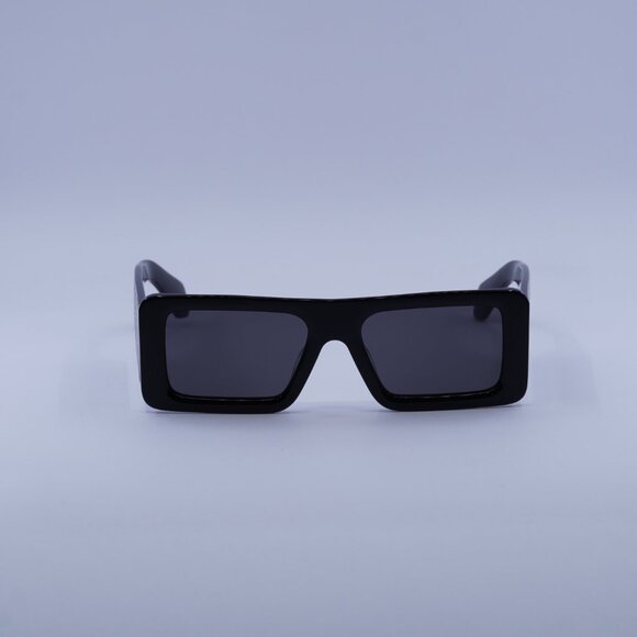 Off-White OERI140 TROY 1007 Sunglasses Black Rectangle Frame, Dark Grey Lenses - Picture 3 of 9